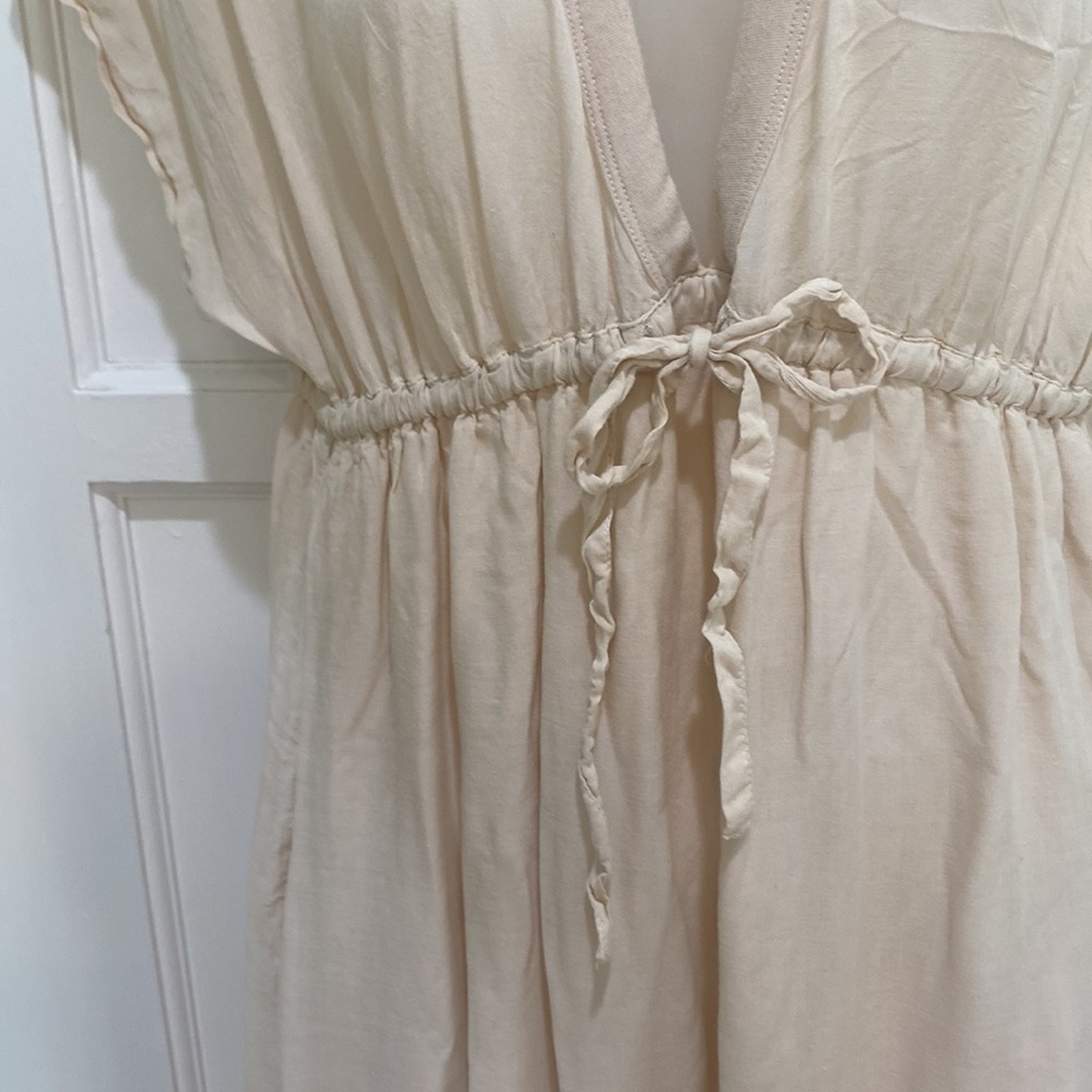 James Perse cream high empire v neck midi dress medium - Picture 2 of 8